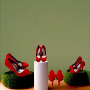GUESS Bright Red Peep Toe Pumps
